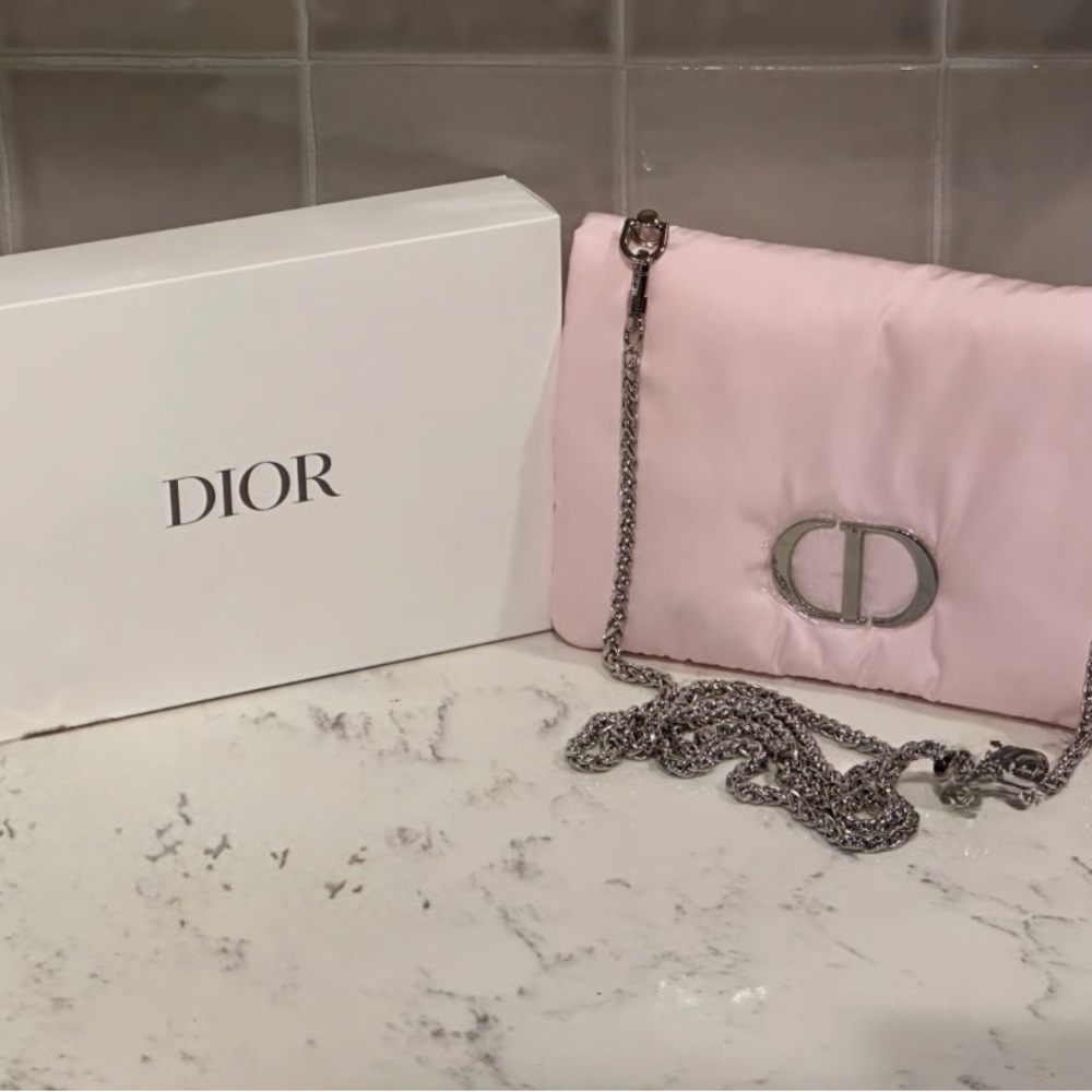 Dior Soft Pink Clutch with Silver Accents